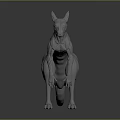 Detailed 3D Kangaroo Model In Standing Pose With White Texture And Gray Background