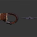 Fantasy Battle Hammer With Fur Accents And War Axe With Purple Engravings