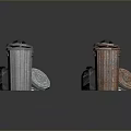 Construction Building Components Featuring Metallic Pipes And Rusty Concrete Columns In Various Sizes