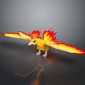 Game And Movie Character With Yellow Body Flaming Wings Standing In Glowing Pose