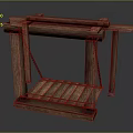 Rustic Wooden Scene Component Structure With Frame Platform And Chains