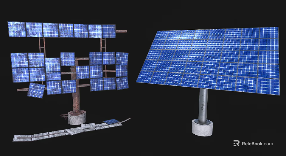 Efficient Industrial Solar Panel Equipment With Mounting Structures And Panel Arrays 3d model 