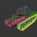Realistic Military Tank With Camouflage Paint Gun Barrel Turret And Tracks