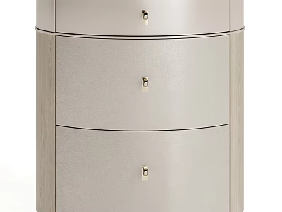 Modern Bedside Table Featuring Three Drawers Light Gray Finish Wooden Frame And Metal Handles 3d model