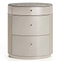 Modern Bedside Table Featuring Three Drawers Light Gray Finish Wooden Frame And Metal Handles