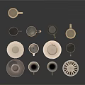 Everyday Household Tableware Collection Featuring Ceramic Mugs And Plates In Various Designs