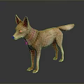 3D Model Character of Brown Dingo Standing on Dark Reflective Background 3d model