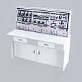 Professional Laboratory Control Console With Display Screen Control Buttons Knobs Instrument Panels Storage Cabinets And Drawers