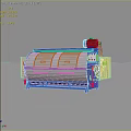 Industrial Drum Washing Machine with Silver Cylinder Body Blue Base Motor and Control Panel
