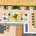 Stylish Modern Bubble Tea Shop Interior With Colorful Chairs Green Plant And TV Screen