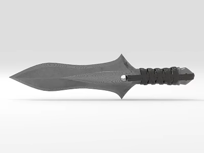 Tactical Fixed Blade Knife With Serrated Edge And Textured Black Handle Design 3d model