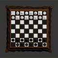 Classic Chessboard With Black And White Pieces On Wooden Decorative Frame