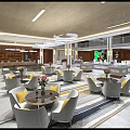 Modern Sales Office Interior With Spacious Layout Wooden Decor Grey Yellow Chairs And Pendant Lights
