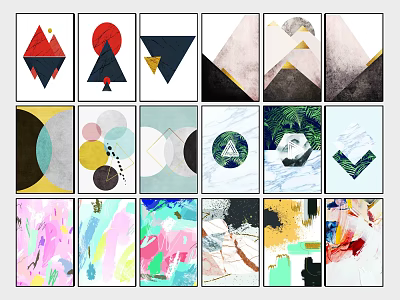Abstract Geometric Wall Art Prints With Various Modern Colorful Designs 3d model