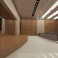 Modern Conference Room Interior With Rows Of Seats Large Projection Screen And Ceiling Lighting