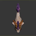 Cute Fantasy Game Movie Character With Pink Body Orange Horns Purple Fur Tail