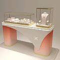 Jewelry Store Display Cases With Glass Showcases Necklaces Rings And Pink Pillar Countertop