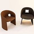 Modern Sleek Accent Chairs In Brown And Black With Curved Backrest And Unique Design