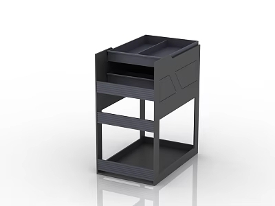 Functional Modern Black Cabinet With Drawers And Open Storage Shelves 3d model