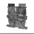 Detailed Industrial Metal Component Featuring Intricate Geometric Patterns And Textured Surfaces
