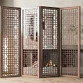 New Chinese style screen lattice screen partition 3d model