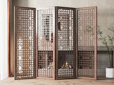 New Chinese style screen lattice screen partition 3d model