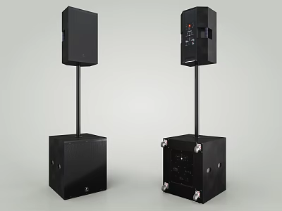 Professional Black Speakers With Stands And Stable Bases For Audio Equipment Setup 3d model