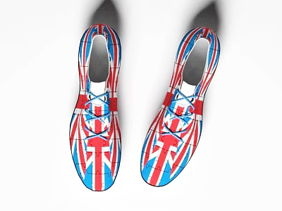 Stylish Union Jack Pattern Shoes With Red Blue White Colors For Everyday Casual Wear 3d model