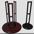 Two Pieces Of Dark Brown And Black Standing Furniture With Round Base And Frame Design