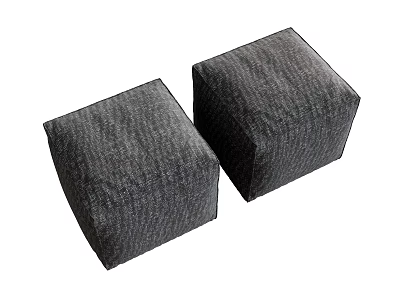 Two Modern Gray Textured Fabric Square Stools For Living Space 3d model