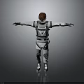 White Astronaut Spacesuit Costume With Red Helmet And Protective Design Elements 3d model