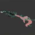 Pink And Black Dragon Shaped Decorative Ornament With Intricate Carved Details
