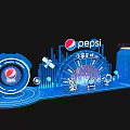 Pepsi Exhibition Display With Blue Lighting Astronaut And Satellite Elements 3d model