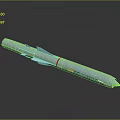 Shiny Silver Missile Weapon with Red Stripe PRARAMS Label and Streamlined Metallic Surface Design