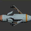 3D Rendered Light Blue Rocket Model With Orange Head Wheels And Mechanical Parts