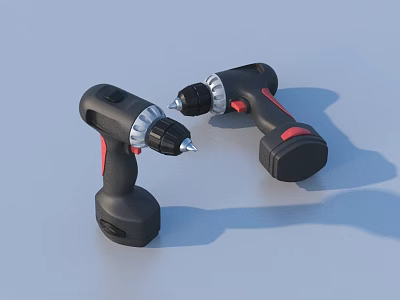Black Electric Drills With Red Accents For Home Improvement Projects 3d model