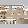 Modern Shopping Mall Store Interior With Round Display Tables And Product Shelves