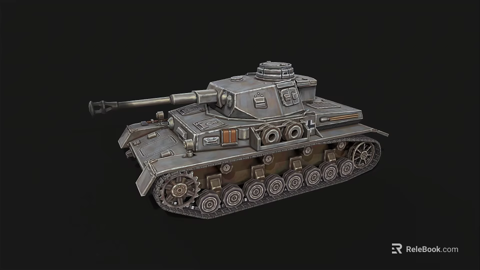 Gray Military Armored Tank 3D Model With Cannon Turret And Track Details 3d model 