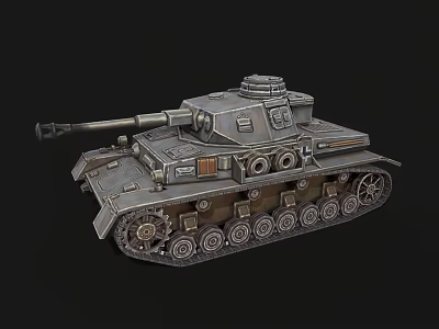 Gray Military Armored Tank 3D Model With Cannon Turret And Track Details 3d model