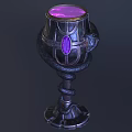 Elegant Dark Ornate Goblet Featuring Purple Gemstone And Intricate Snake Design