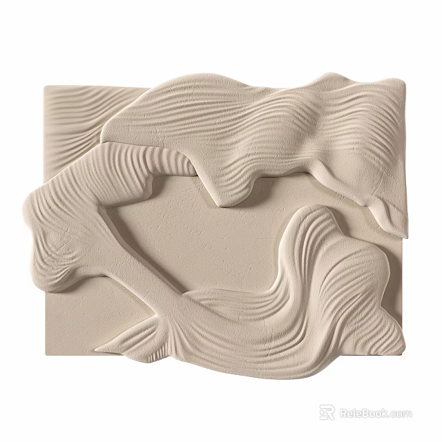 Beige 3D Wall Decor With Wavy Texture And Modern Artistic Relief Design 3d model 