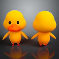 Adorable Yellow Duck Plush Dolls Showing Front And Back Views 3d model