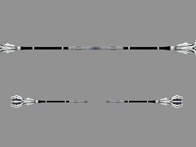 Game Movie Character Double Ended Polearm With Silver Metallic Design And Ornate Head Details 3d model