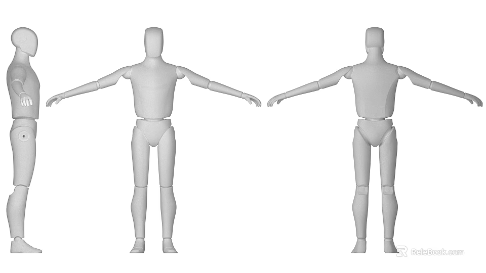 Man Figure With Front And Back Views Showing Arms Outstretched 3d model 