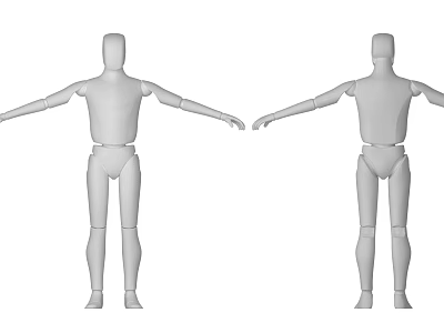 Man Figure With Front And Back Views Showing Arms Outstretched 3d model