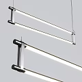 Modern Linear Hanging Pendant Light With Black Metal Frame And LED Tubes For Interior Design