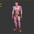 Pink Muscular Game and Movie Character Wearing Golden Accented Costume in Standing Pose 3d model