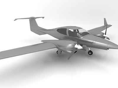 Modern Silver Passenger Aircraft With Sleek Fuselage Twin Propeller Engines And Visible Cockpit 3d model