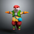 Adorable Otter Game Movie Character With Red Head White Face Green Vest And Blue Bag