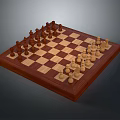 Wooden Chess Set With Checkerboard Pattern And Complete Chess Pieces